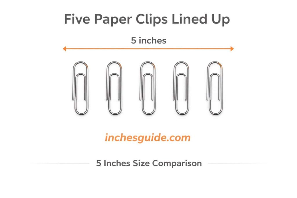 Five Paper Clips Lined Up